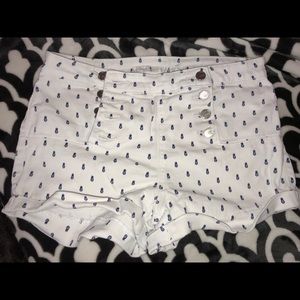 2 FOR $7 Cute white shorts w/small navy pineapples